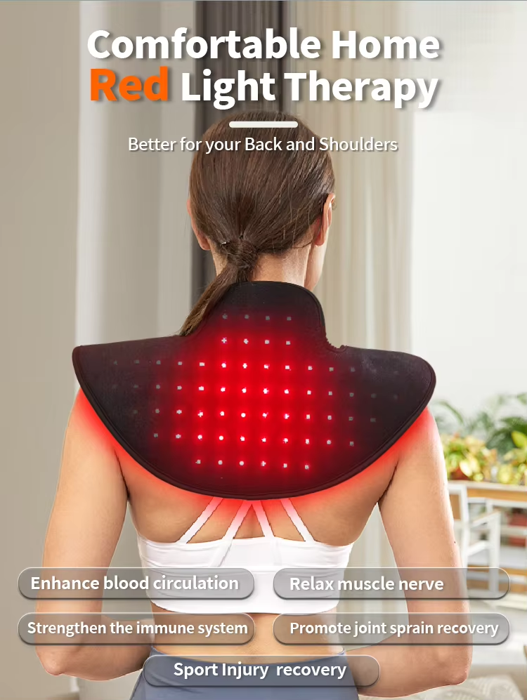 Near Infrared Shoulder Pain Relief Device – Red Light Therapy Pad with Vibration, 660nm & 850nm for Muscle Relaxation & Recovery