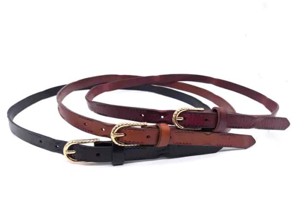 Adjustable Thin Women's Fashion Leather Belts Gold Pin Buckle