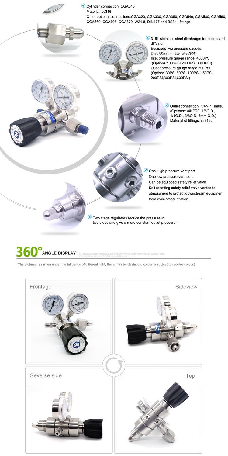 Регулятор баллона диафрагмы SS316 3000psi 50mm