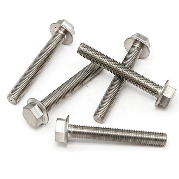 M3 M4 M6 Stainless Steel Hex Flange Metal Bolt Plain SS304 SS316 DIN6921