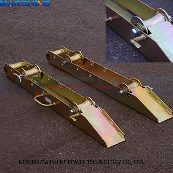 Cable Laying Construction In Electric Brown Cable Reel Drum Roller Stand