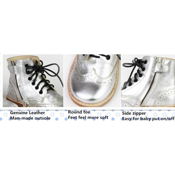 Real Leather Round Toe EU30 Stylish Kids Shoes