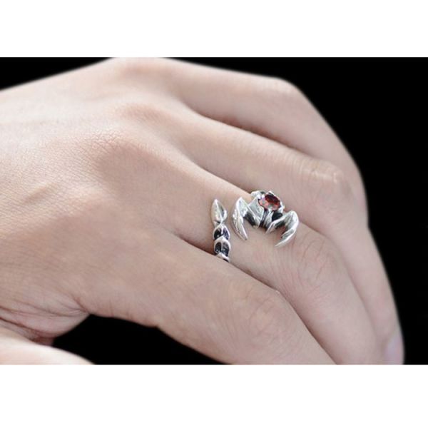 Men's Thai Vintage Sterling Silver Ring Size Adjustable Scorpion Animal Style Jewelry (R121410)