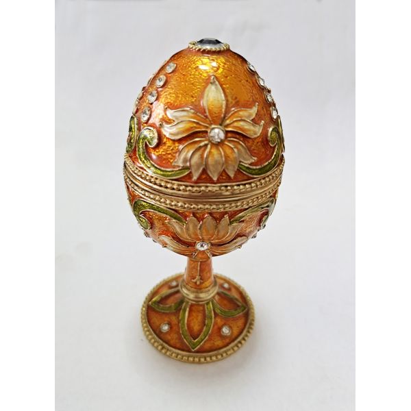 Hand Painted Enameled Faberge Egg Style Decorative Hinged Jewelry Trinket Box Unique Gift Home Decor Jewelry Box