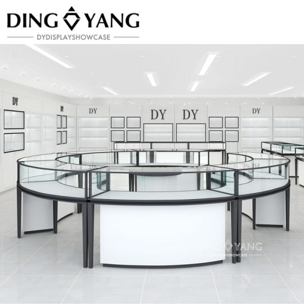 Заказ современный стиль моды черный белый ювелирные изделия витрины шкафы Нет установки