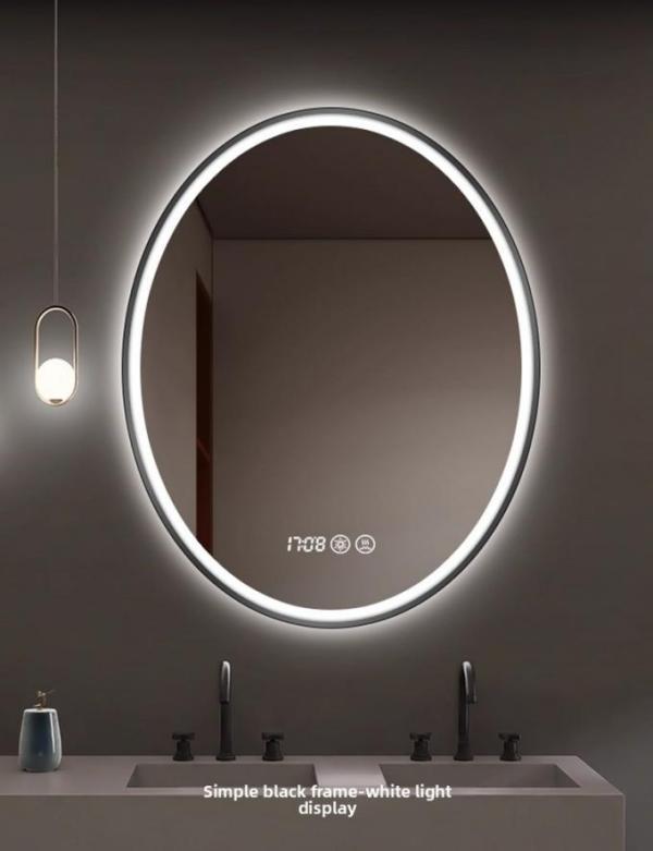 Modern Luxury Smart LED Vanity Mirror Oval Framed with Touch Switch Wall-Mounted Makeup Mirror for Salon Hotel Apartment