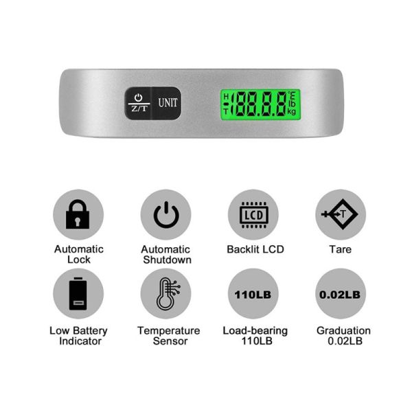 Portable Digital Scale for Weighing Baggage Bag Weight Balance Tool Digital Display Maximum Weight Recommendation 50kg