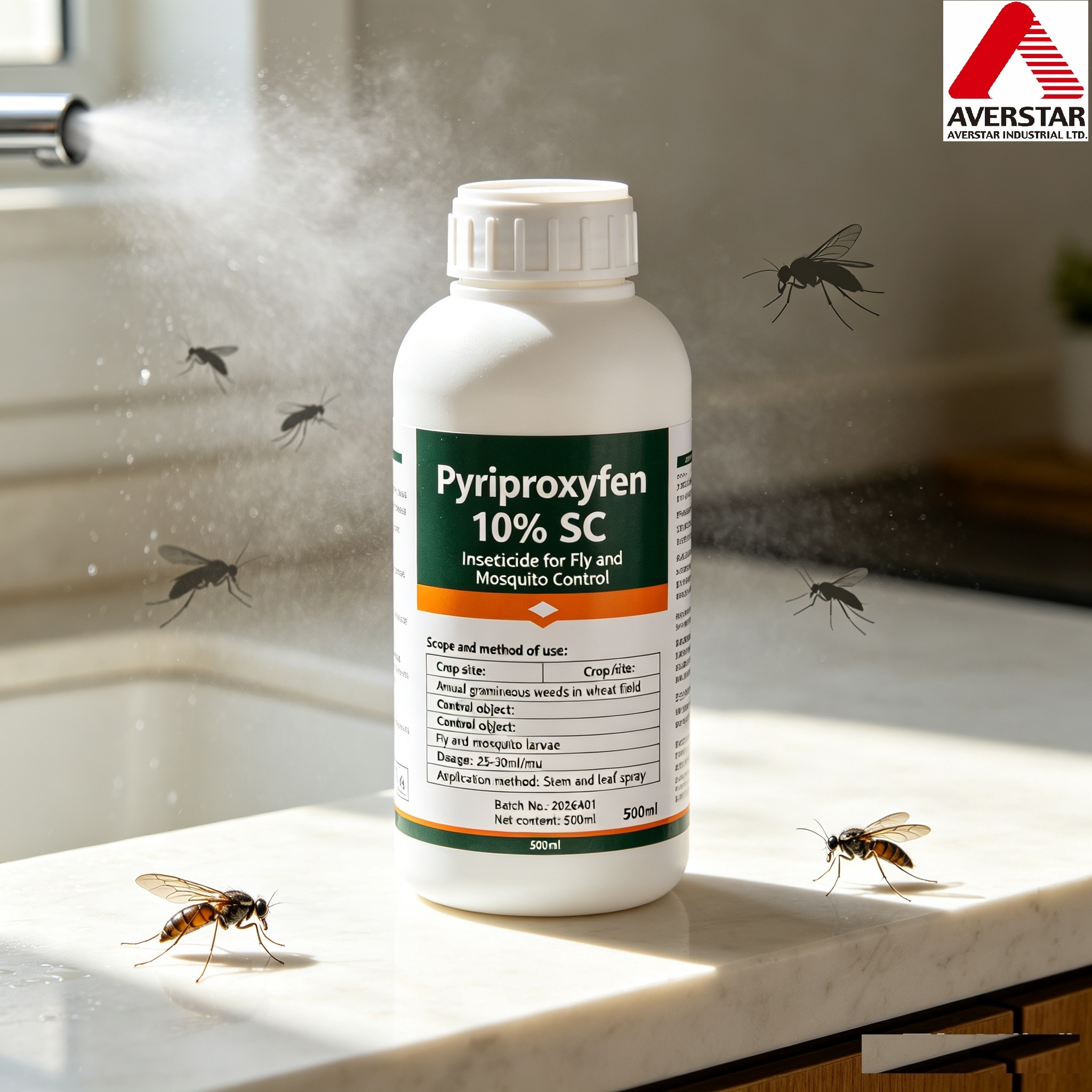 For fly and larva safe to poultry Pyriproxyfen 20% WDG 0.5% GR 10% SC 97% Tech