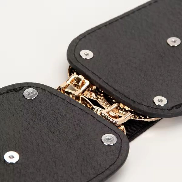 Elastic Wide Body Waist Belts For Women Ladies Stylish Dress Gold Buckle Belts for Daily Versatile Female Waist Decorative Accessory