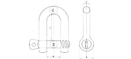 Customised European Type Large Dee Shackles For Marine Hardware