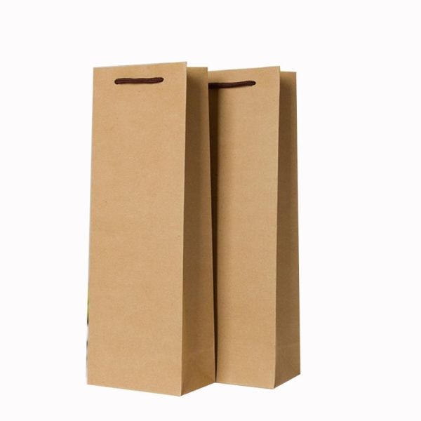 Small Business Shopping Custom Logo Embossed Craft Paper Tote Bag With Ribbon Handle