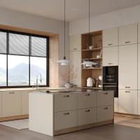 Precio de fábrica de lujo Villa automática completa armarios de cocina de melamina Conjunto de armarios modernos de panel plano Armarios de cocina personalizados