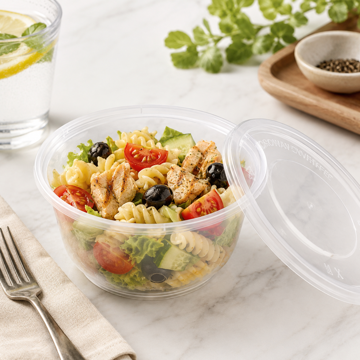500ml Deep Round PP Disposable Meal Prep Bowl Secure Lids for Takeaway Meals