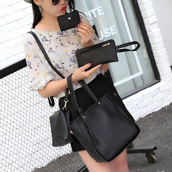 4Pcs/Set Women PU Crossbody Bag Set Leather Shoulder Bags Ladies Purse