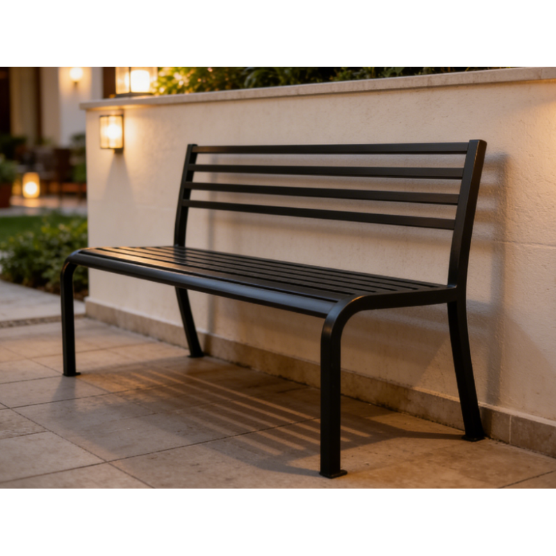 Commercial Grade Aluminum Bench for Public Spaces Heavy Duty All Weather Modern Hotel Plaza Courtyard Seating