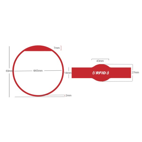 Yellow Flexible Rfid Silicone Bracelet Comfortable With 10 Years Endurance