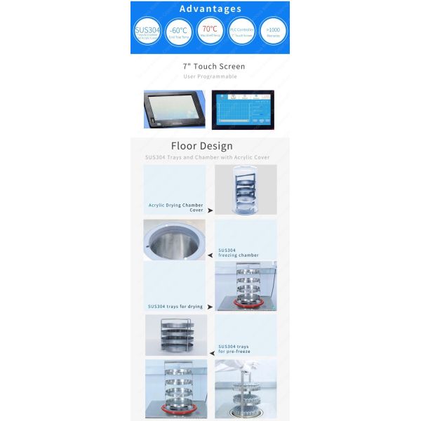 -60C Programmable Lab Lyophilizer 6Kg Lyophilization Laboratory