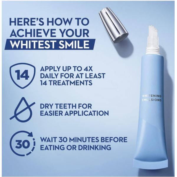 Leave On Teeth Whitening Gel Pen 0.35 Oz Tube No Sensitivity 2Pcs Pack