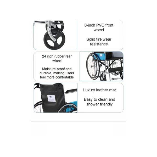 20 Inch Manual Wheelchair for Disabled People Made of Professional Standard Steel