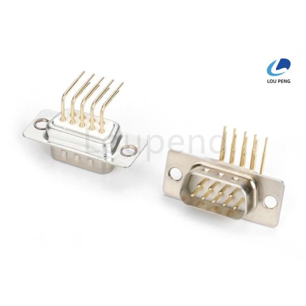 D-SUB Connector 9in male needle 9.4mm, all gold and white glue, riveted light hole