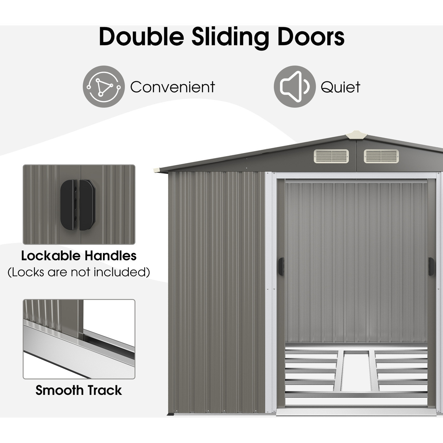 8x6ft Garden House Tools Storage Shed with Air Vent 69kg Powder Coated Frame by AJUNION