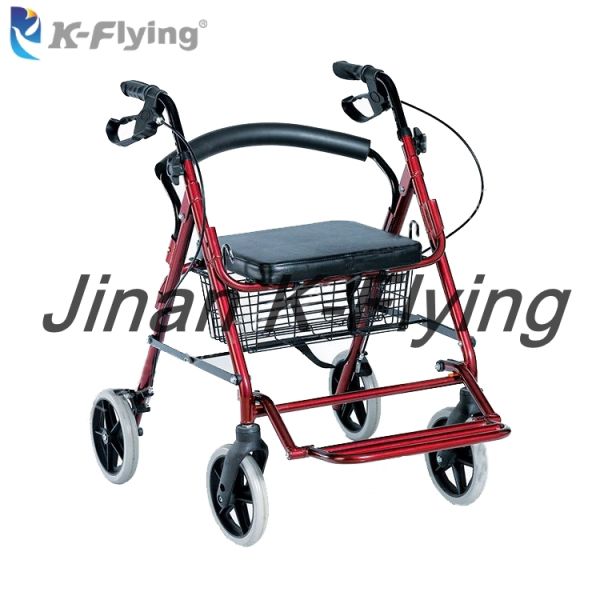 Deluxe Height Adjustable Adult Walker Rollator Folding Metal Aluminum