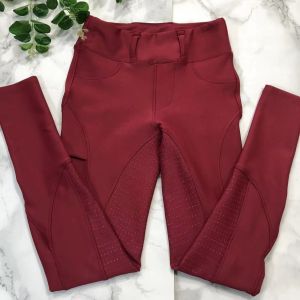 Красная верховая езда бриджей катания ватки женщин почистила гетры щеткой