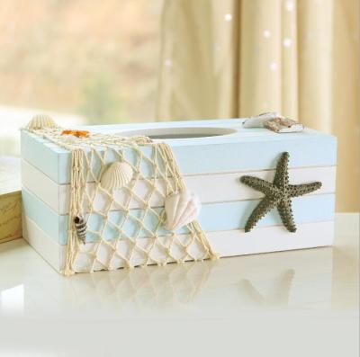 novelty wooden Tissue box nautical style with star decor /tissue paper holder
