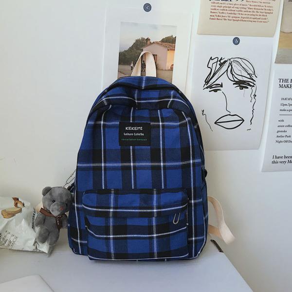 Bag female Korean version of junior and senior high school students wind small fresh day department checked backpack