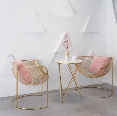 Leisure Modern Round Rose Gold Iron Metal Wire chair for Indoor Outdoor
