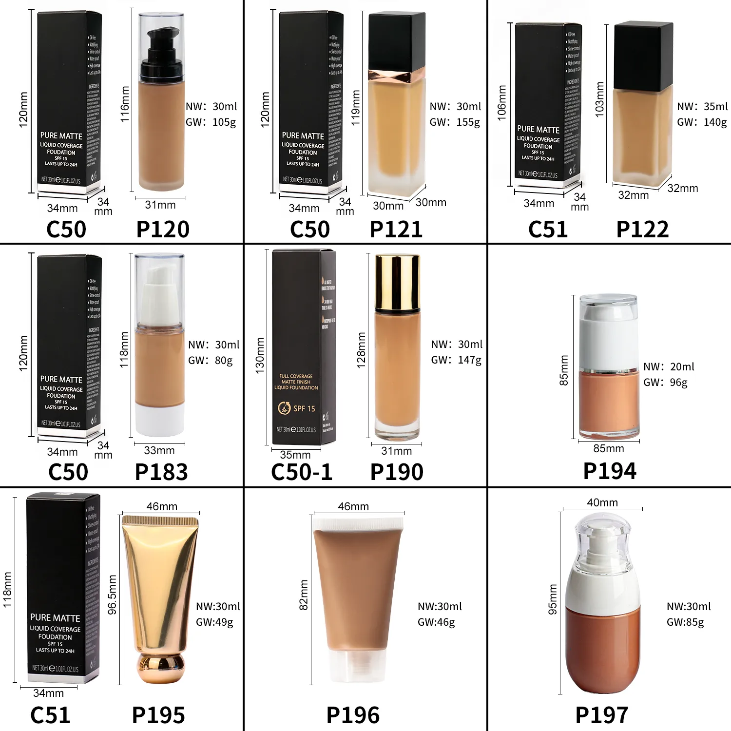 OEM/ODM Hydrating Liquid Foundation Private Label White Mineral Foundation for Dark Skin Logo Cosmetics Diy Makeup Foundation