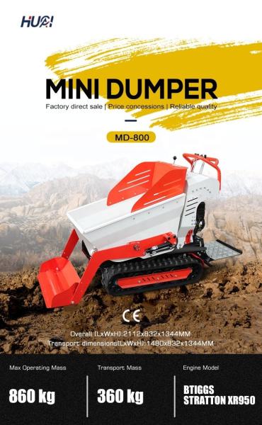Motor YANMAR HUAQI 500kg 800KG 1 T 2 Ton Diesel Hydraulic Crawler Mini Dumper com 1