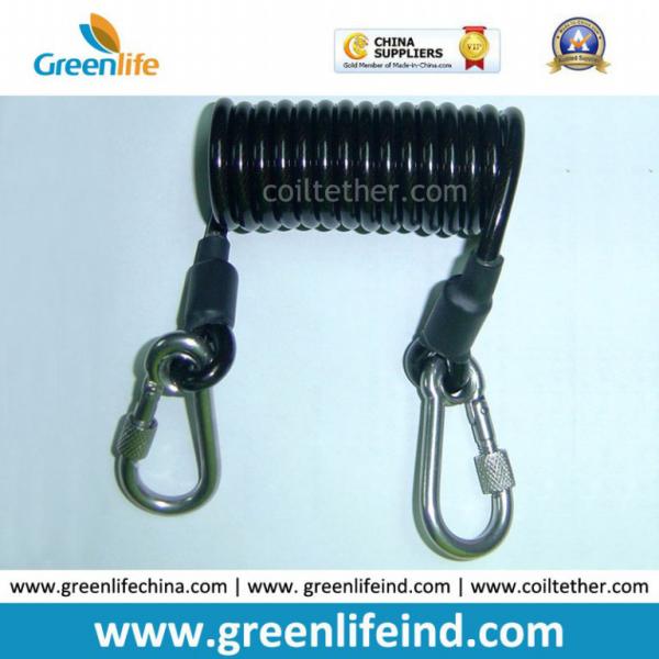 Steel Spring Short Coiled Lanyard w/Heavy Duty Snap Hook 2pcs Plastic Cord/Wire Inside Both Available