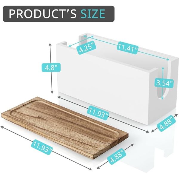 Modern Design Style White Wooden Bathroom Paper Towel Dispenser with Lid High Quantity