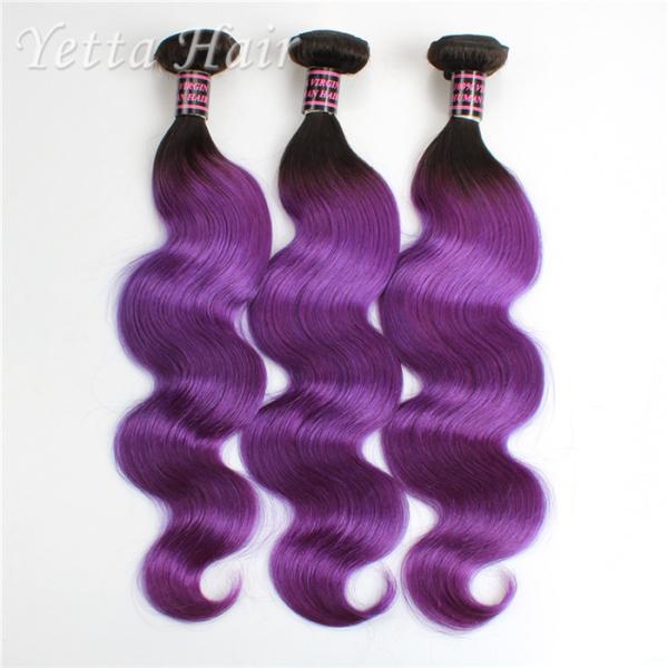 Ombre Virgin Russian Human Hair Burgundy Hair Extensions 18inch
