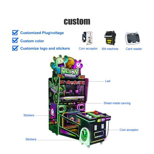 Coin Operated Indoor Play Equipment for Adults Children Shooting Game Demon Hunter