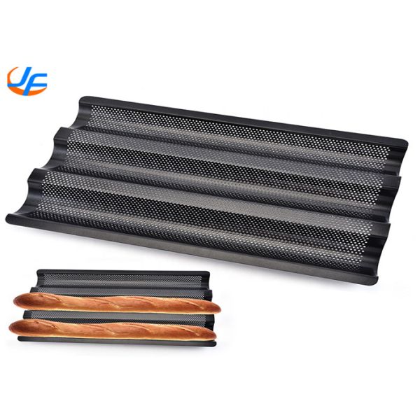 RK Bakeware China Foodservice Chicago Metallic 5 Loaf Glazed Uni Lock NSF Aluminium Baguette Baking Trays