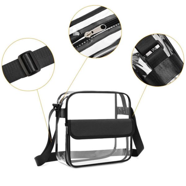 Customized Logo Clear Crossbody Purse Bag Letter Patches Available Stadium Approved Gym Clear Shoulder Tote Bag
