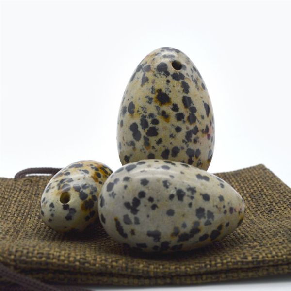 Hot Dalmatian Jasper Yoni Eggs Set for Women 3 Sizes Vibrating Jade Gemstone Eggs