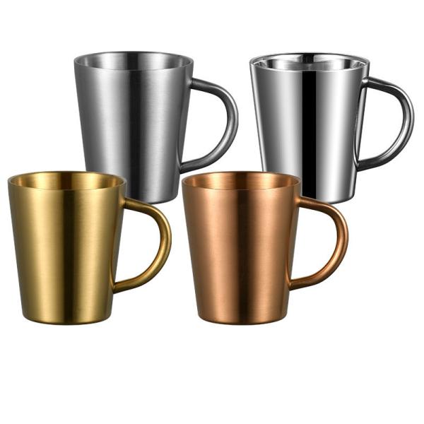12 Oz Insulated Metal Stainless Steel Tea Cup Double Wall Travel Mug With Handle