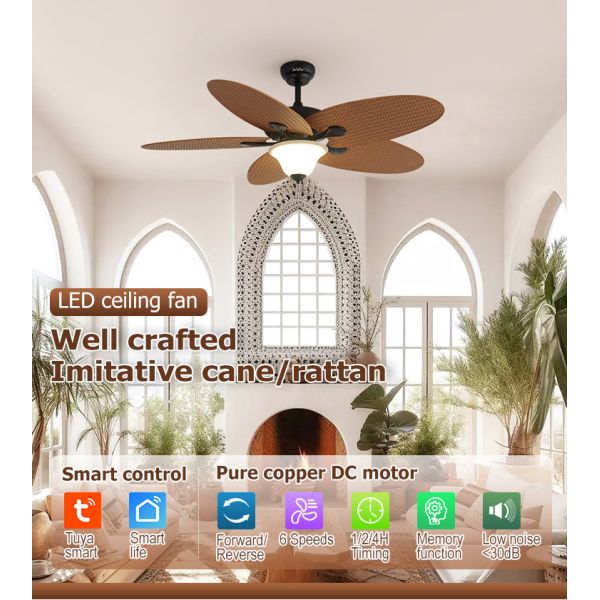 Controle remoto 1stshine Lâmpada de ventilador de teto com 5 lâminas ABS Fancy Design e iluminação LED