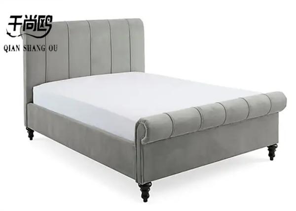 Classic Upholstered Sleigh Bed Frame With Vertical Stitching Design