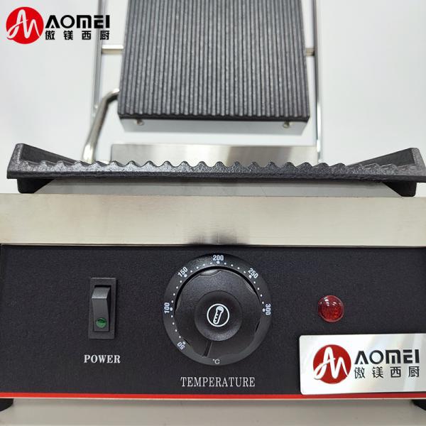 Grelha de pressão Panini de aço inoxidável de cabeça única Sandwich Grill de contacto elétrico comercial
