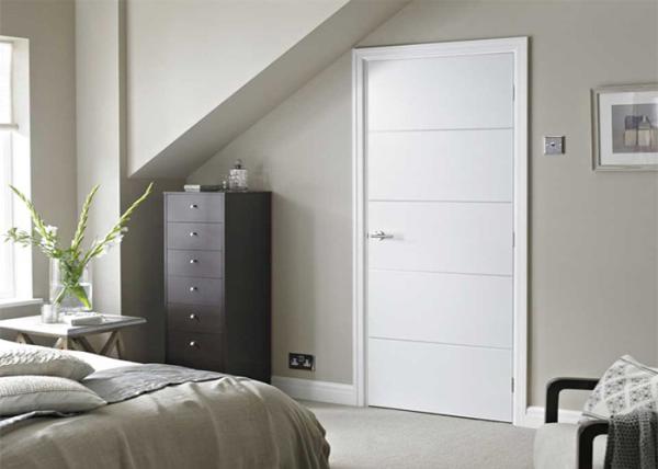 Laminate Coated Wood Composite Door , MDF Interior Wood Doors With Customized Color