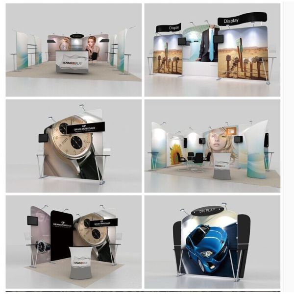 El poliéster magnético de la pared de la exhibición de la feria profesional surge el soporte de aluminio de la bandera