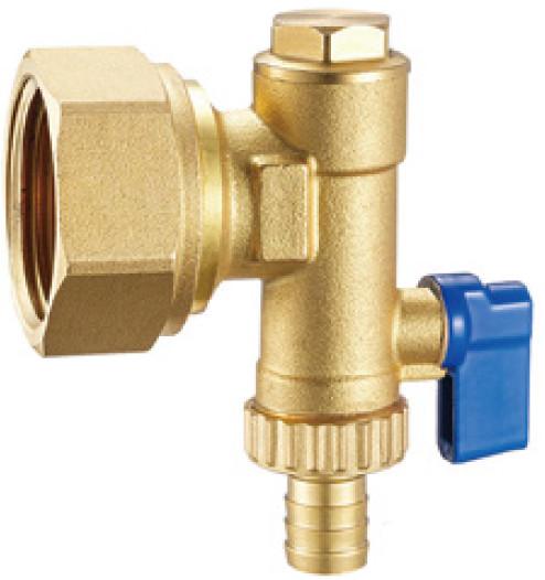 6020 Brass End Piece With G1 Felxible Female Nut For Hot Forged Return Manifold Flushing Draining Ball Valve Integrated
