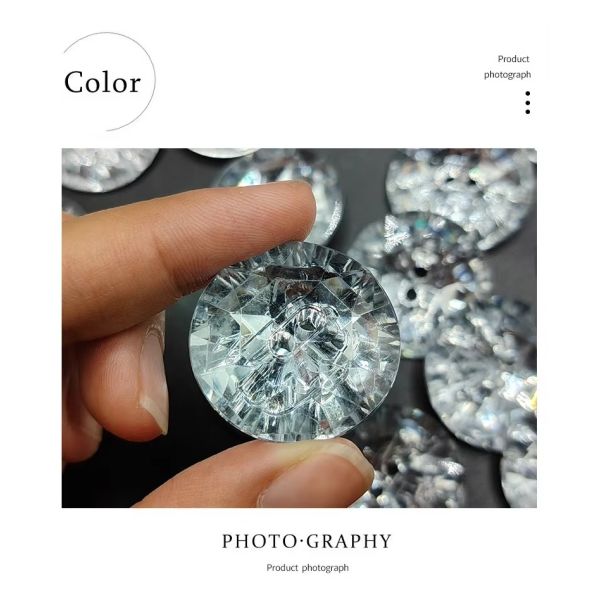 Modern Design Transparent High-End Crystal Glass Buttons Round Two Eyes Acrylic Sofa Decoration for Living Room Hotels Schools