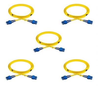 Duplex SC To SC Fiber Optic Patch Cord 2.0mm LSZH 9/125 Single Mode 2 Meters 5 Pack