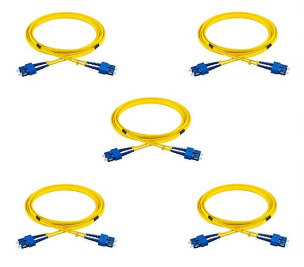 Duplex SC To SC Fiber Optic Patch Cord 2.0mm LSZH 9/125 Single Mode 2 Meters 5 Pack