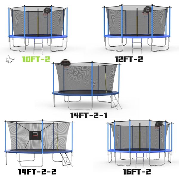 12FT Durable Outdoor Trampoline - Reinforced Springs & Safety Enclosure for Family Use